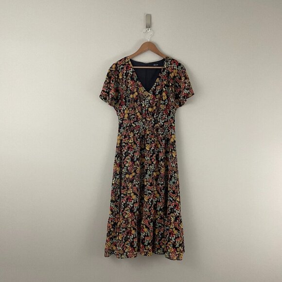 Madewell Dolman-Sleeve Ruffle-Hem Midi Dress in Flower Garden Size 2 - Picture 1 of 7